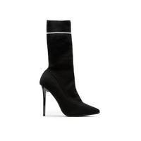 janet black sock fit pointed stripe heel