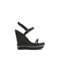 Jassalyn Black Studded Espadrille Wedges