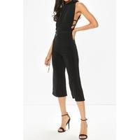 Jasmine Black Cut Side Slinky Culotte Jumpsuit