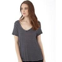 jacqueline de yong womens spirit stripe v neck t shirt dark navy