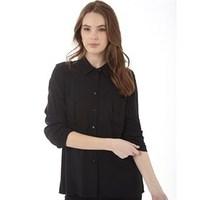 jacqueline de yong womens cilla pocket shirt black