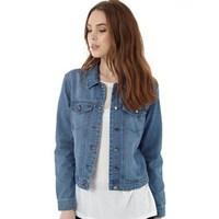 Jacqueline De Yong Womens Ashley Denim Jacket Light Blue Denim