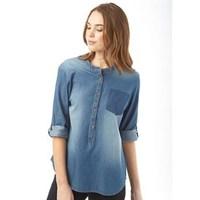 Jacqueline De Yong Womens Legend 3/4 Pocket Blouse Medium Blue Denim