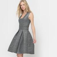 jacquard dress with square neckline