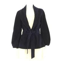 Jaeger Size S Gorgeous Deep Blue Suede WrapoverJacket