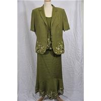 Jacques Vert 3 piece suit - Size: 16 - Green - 3 piece skirt suit
