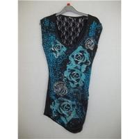 jane norman black greeb floal dress size 12