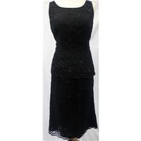Jacques Vert Size 10 Skirt & 12 Top Black Fully Lined Embellished Lace Suit Jacques Vert - Size: 12 - Black - Knee length dress