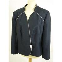 Jacques Vert - Size: 22 (45 chest) - Navy Blue with Pink Piping - Casual/Smart Polyester Mix Designer Cropped Jacket.
