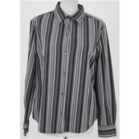 jaeger size 16 black and grey striped shirt