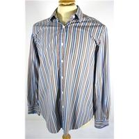 James Meade Size 18 Blue Tonal Stripe Cotton Formal Shirt