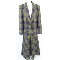 Jaeger Vintage Single Breasted Skirt Suit Green Plaid Size 16