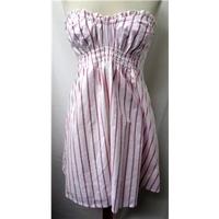 Jack Wills - Size: 8 - White with pink stripe - Strapless dress