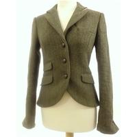 Jack Wills Size 8 100% Wool Green Harris Tweed Fitted Jacket