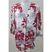 jacques vert size 16 cream and red floral linen shirt