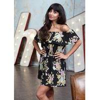 Jameela Jamil Print Off Shoulder Dress