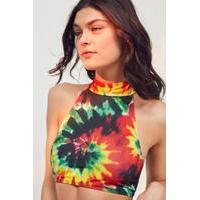 Jaded London Tie Dye High Neck Cropped Bikini Top, ASSORTED