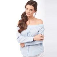 Jacqueline De Yong Womens Quint Off The Shoulder Top Cashmere Blue