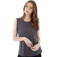 Jacqueline De Yong Womens Riley Frill Top Dark Navy