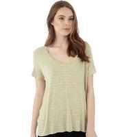 Jacqueline De Yong Womens Spirit Stripe V-Neck T-Shirt Light Grey Melange