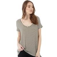 Jacqueline De Yong Womens Spirit Stripe V-Neck T-Shirt Dark Olive