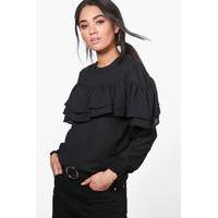 jane ruffle woven blouse black