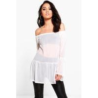 Jane Mesh Bardot Top - cream