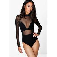 Jasmine High Neck Mesh Bodysuit - black