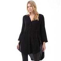 Jacqueline De Yong Womens Rochelle Long Placket Top Black