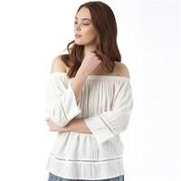 jacqueline de yong womens lena off the shoulder top cloud dancer