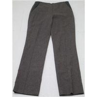 Jaeger, size 8 brown wool blend trousers with leather trims