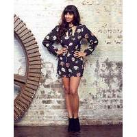 Jameela Jamil Tie Neck Playsuit