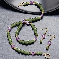 jade amethyst necklace earrings