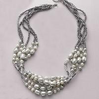 Jazz Age Pearl & Crystal Necklace