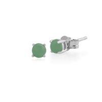 jade round stud earrings in 9ct white gold 35mm claw set