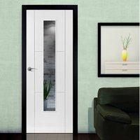 JB KIND Limelight Mistral White Primed Flush Door with Clear Safety Glass