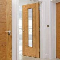 JBK Emral Oak Veneered Door with Clear Glass is Pre-Finished