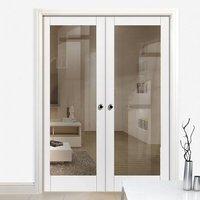JBK Tobago White Primed Door Pair with Clear Safety Glass is 1/2 Hour Fire Rated