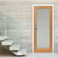 jbk river oak thames 1 light prefinished door with etched lines on cle ...