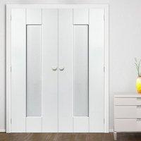 JBK Axis Ripple White Primed Door Pair, 1/2 Hour Fire Rated, Prefinished