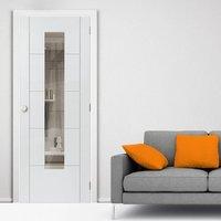 JBK Tigris White Door with clear safety glass, Prefinished