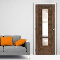 jbk emral walnut veneered door with clear safety glass is pre finished