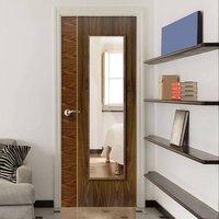 JBK Edras Walnut Door with Oak Inlays and Clear Glass is Pre-Finished