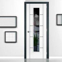 JB KIND Eco Colour Linea White Flush Door - Clear Safety Glass, Pre-finished
