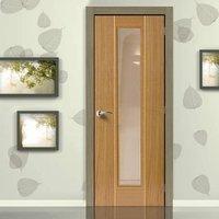 JBK Juno Oak Flush Door with Bevelled Clear Safety Glass is Pre-Finished