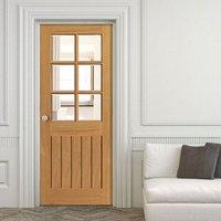 JBK River Oak Tutbury Door with Bevelled Clear Safety Glass is Fully Prefinished