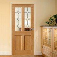 JBK River Oak Traditional Churnet Door with Clear Safety Glass incorporating Diamond Leadwork