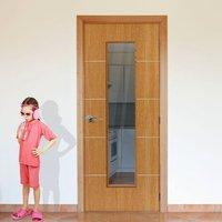 JBK Louvre Oak Colour Door with Clear Safety Glass is Fully Finished