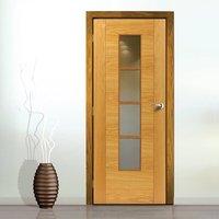 JBK Bela Oak Veneered Door with Clear Glass is Pre-Finished