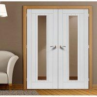 JBK Limelight Phoenix White Primed Flush Door Pair with Clear Safety Glass